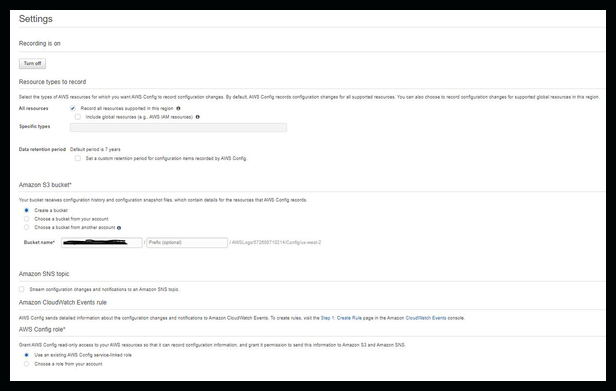 AWS Config settings