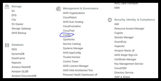 AWS Console screen