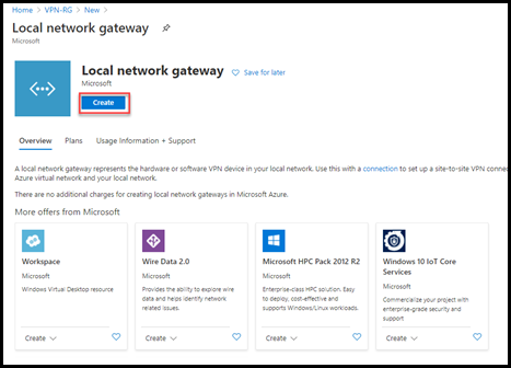 Create local network gateway in Azure
