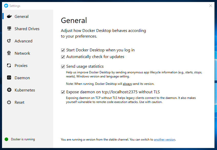 Enable port on Docker app